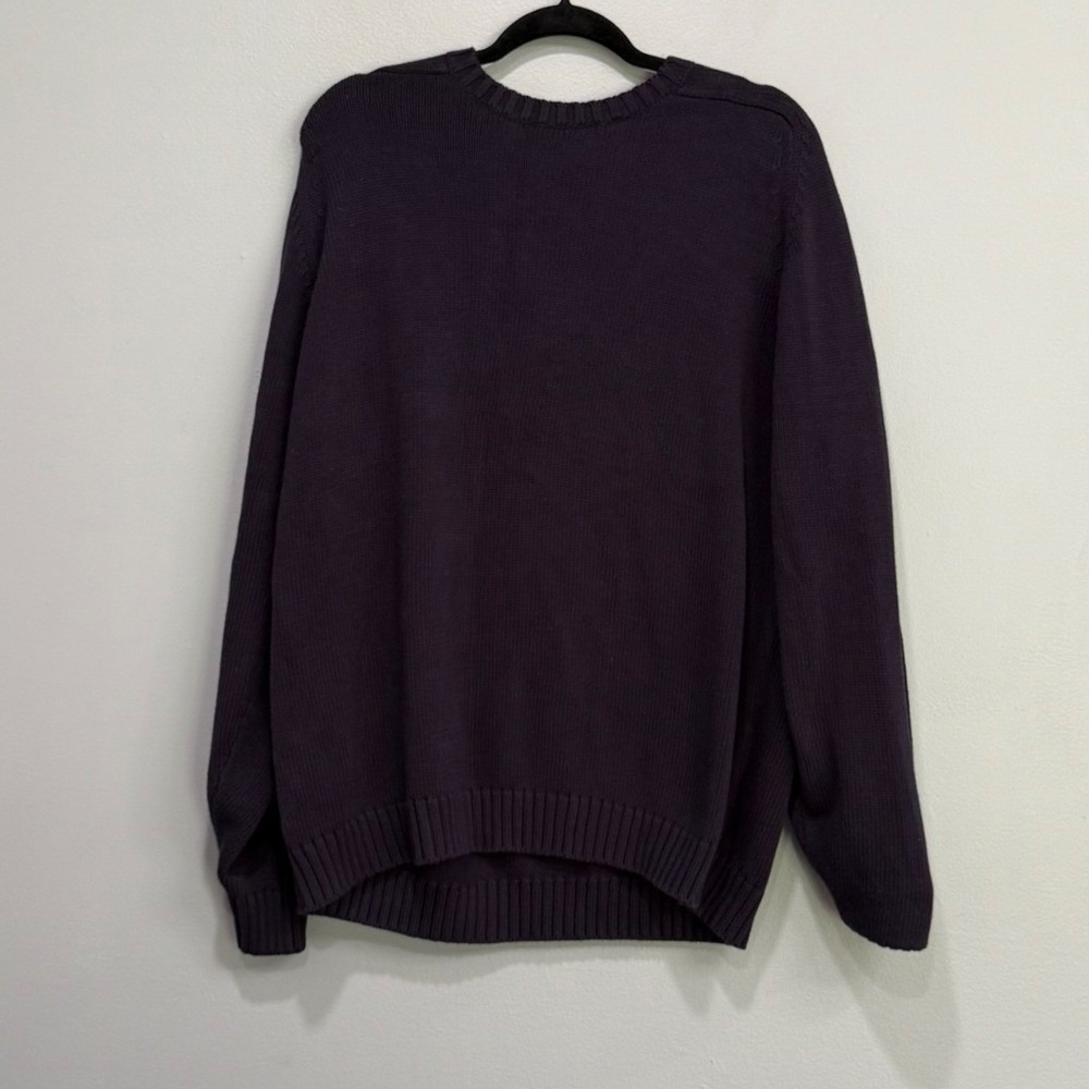 Lands End navy preppy classic Cotton Shaker Knit Sweater XL 18-20 Japan